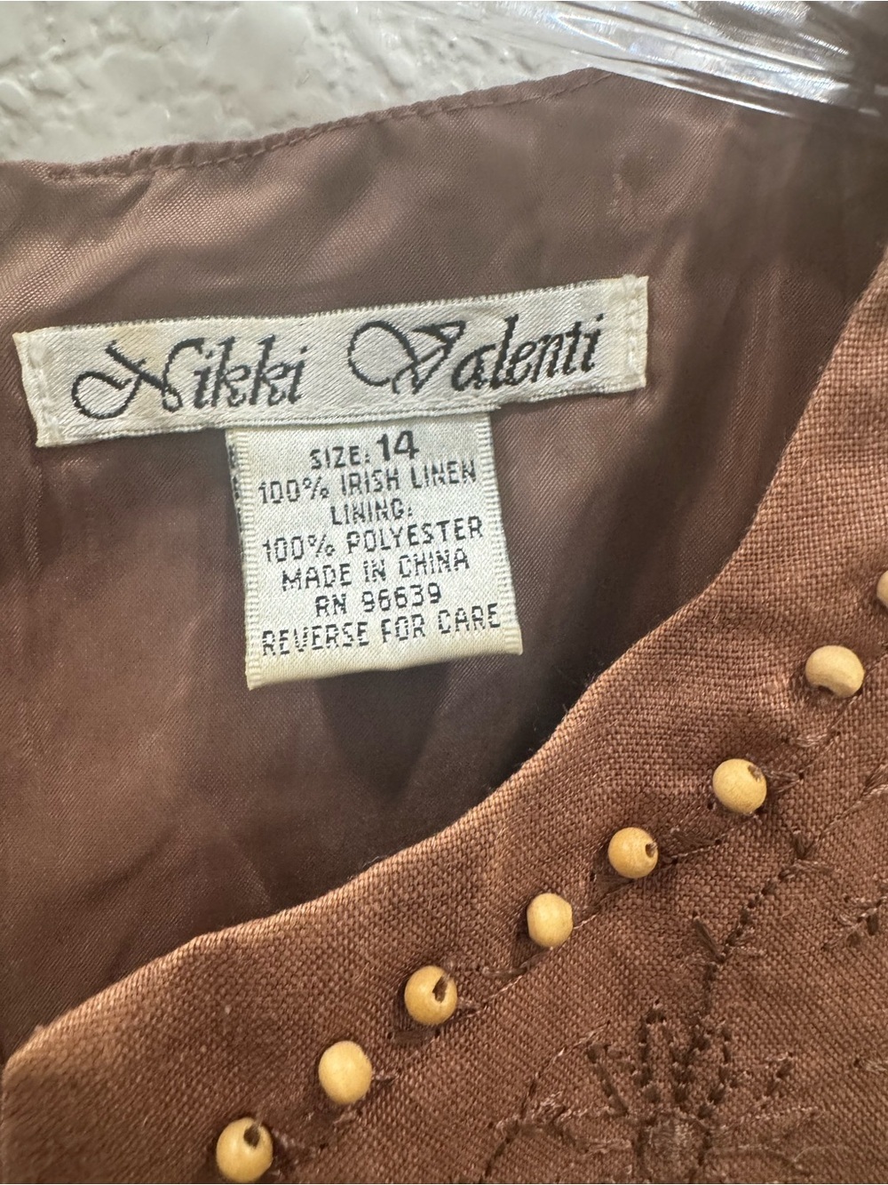 Vintage Sleeveless Brown Linen-Blend Shift Dress - Picture 5 of 6